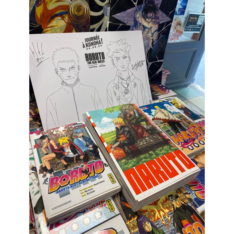Pour l’achat d’un tome au choix dans l’univers NARUTO ou BORUTO un exlibris facsimilé dédicacé en quantité limitée offert