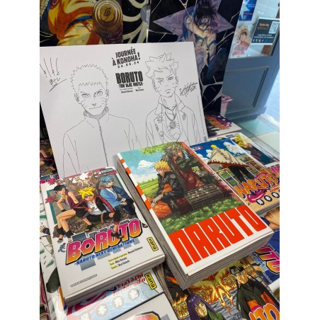 Pour l’achat d’un tome au choix dans l’univers NARUTO ou BORUTO un exlibris facsimilé dédicacé en quantité limitée offert